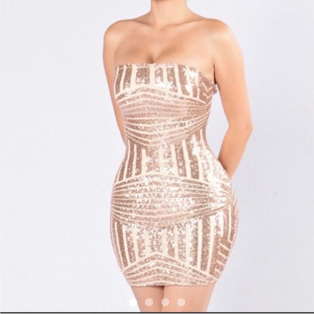 Bodycon rose gold sequence fashion nova dress!